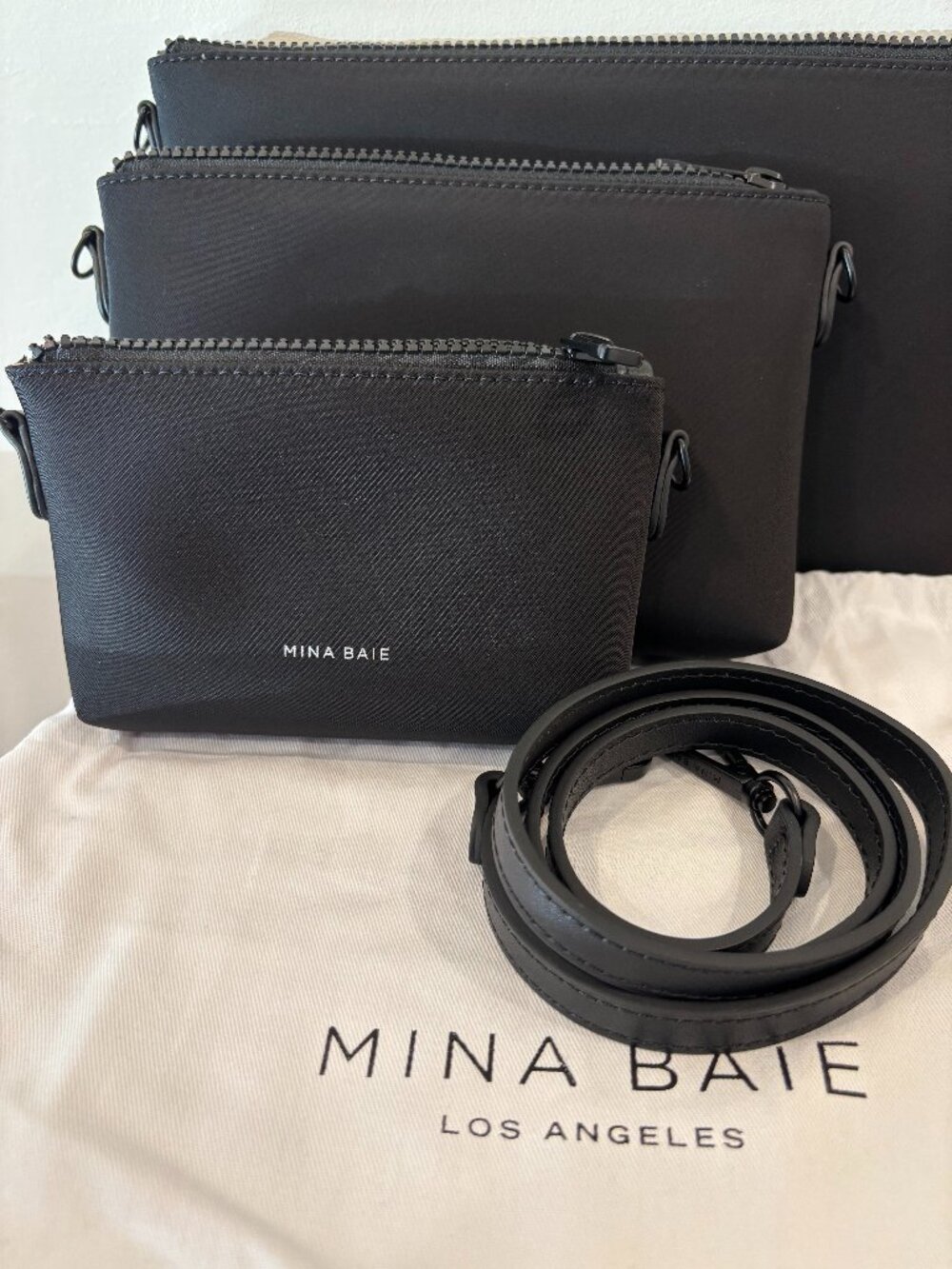 Mina Baie Mia Nylon Pouch Set - Black